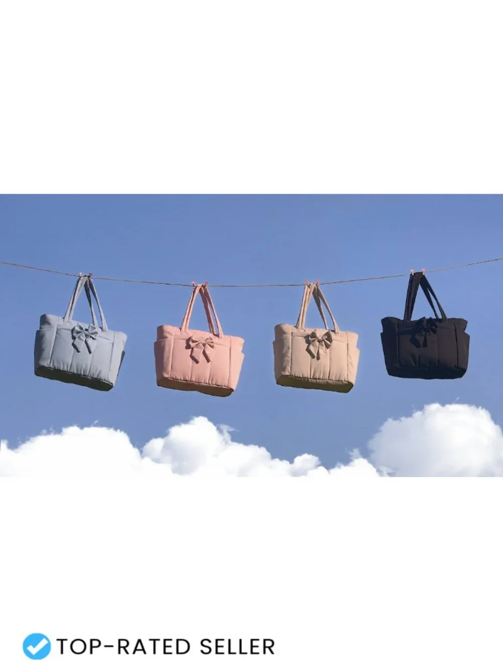 Lightweight Work Tote Bag with Detachable Bow, Fits 40oz Tumbler, 15.6